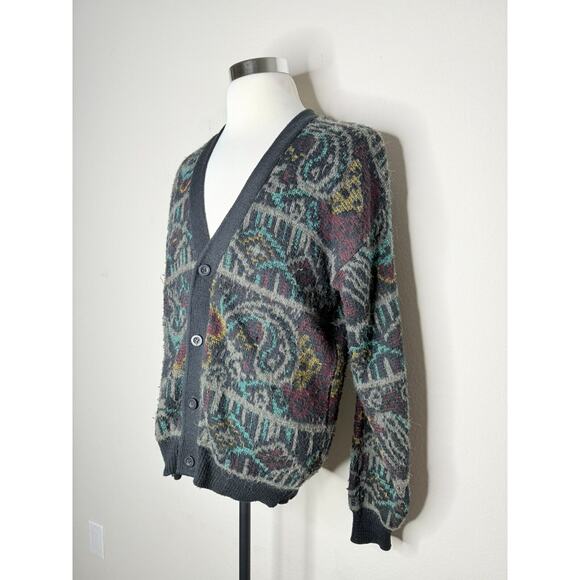 Vintage Cambridge Classics Cardigan Sweater Men Wool Button Knit 80s Mervyns Med - Picture 3 of 5